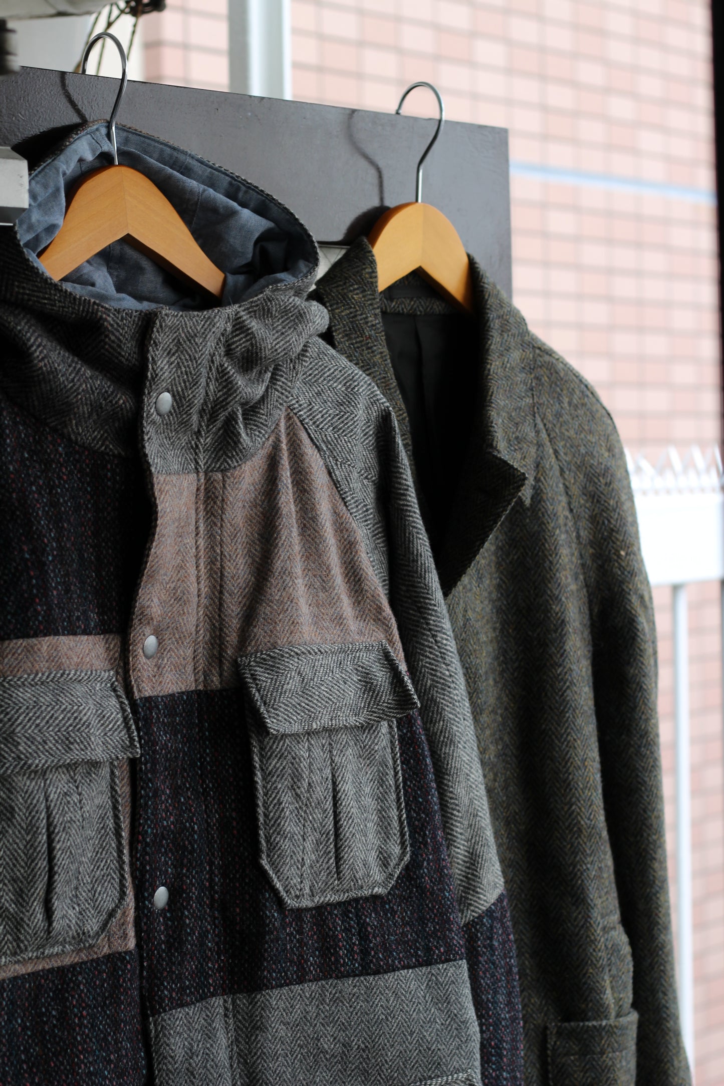 80-90's Made In UK Vintage Harris Tweed Herringbone Jacket set x2点