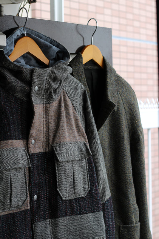 80-90's Made In UK Vintage Harris Tweed Herringbone Jacket set x2点