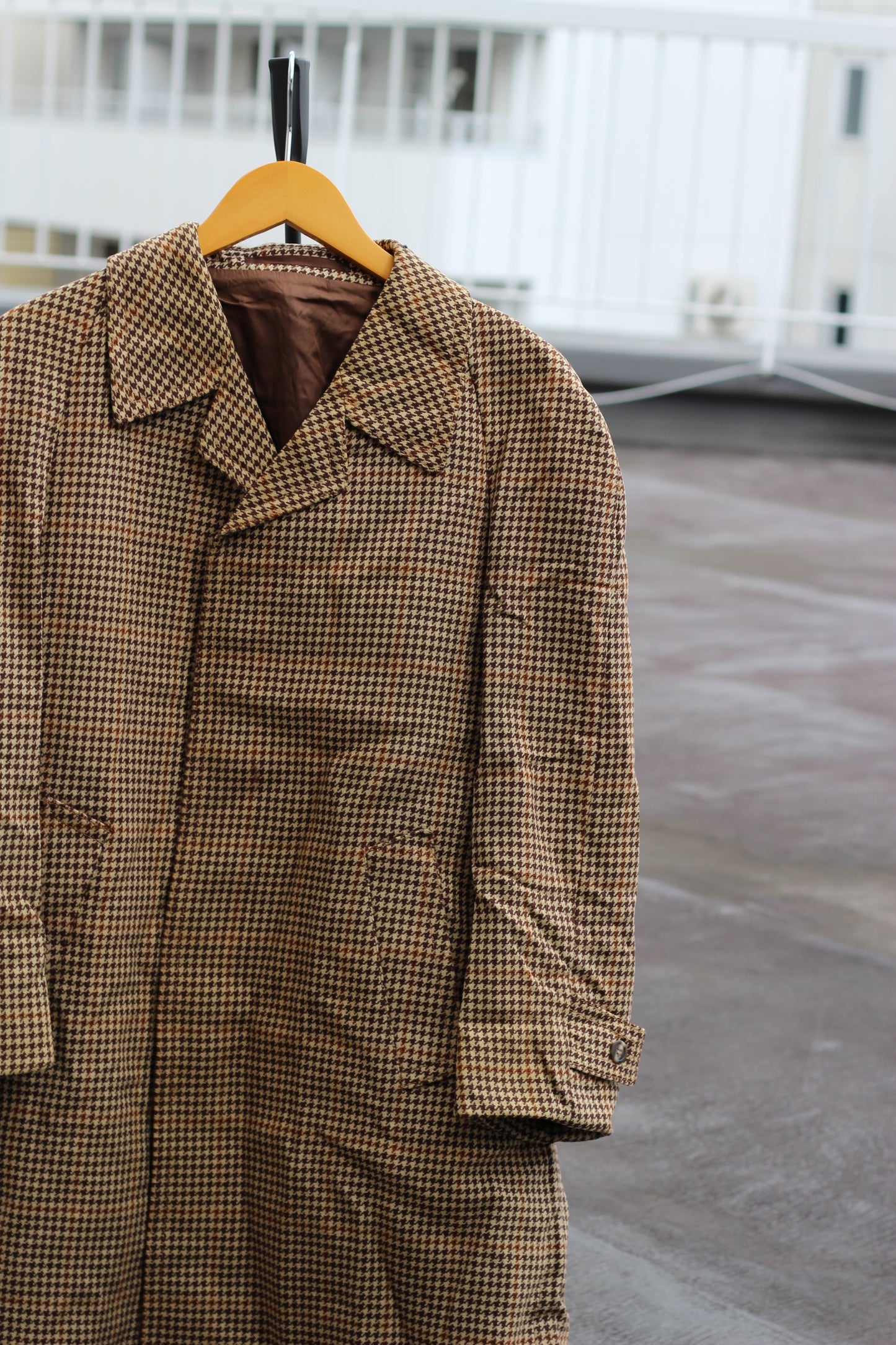 80-90's Made In UK & West Germany Vintage Tweed & Houndstooth Stand Collar Coat set x2点