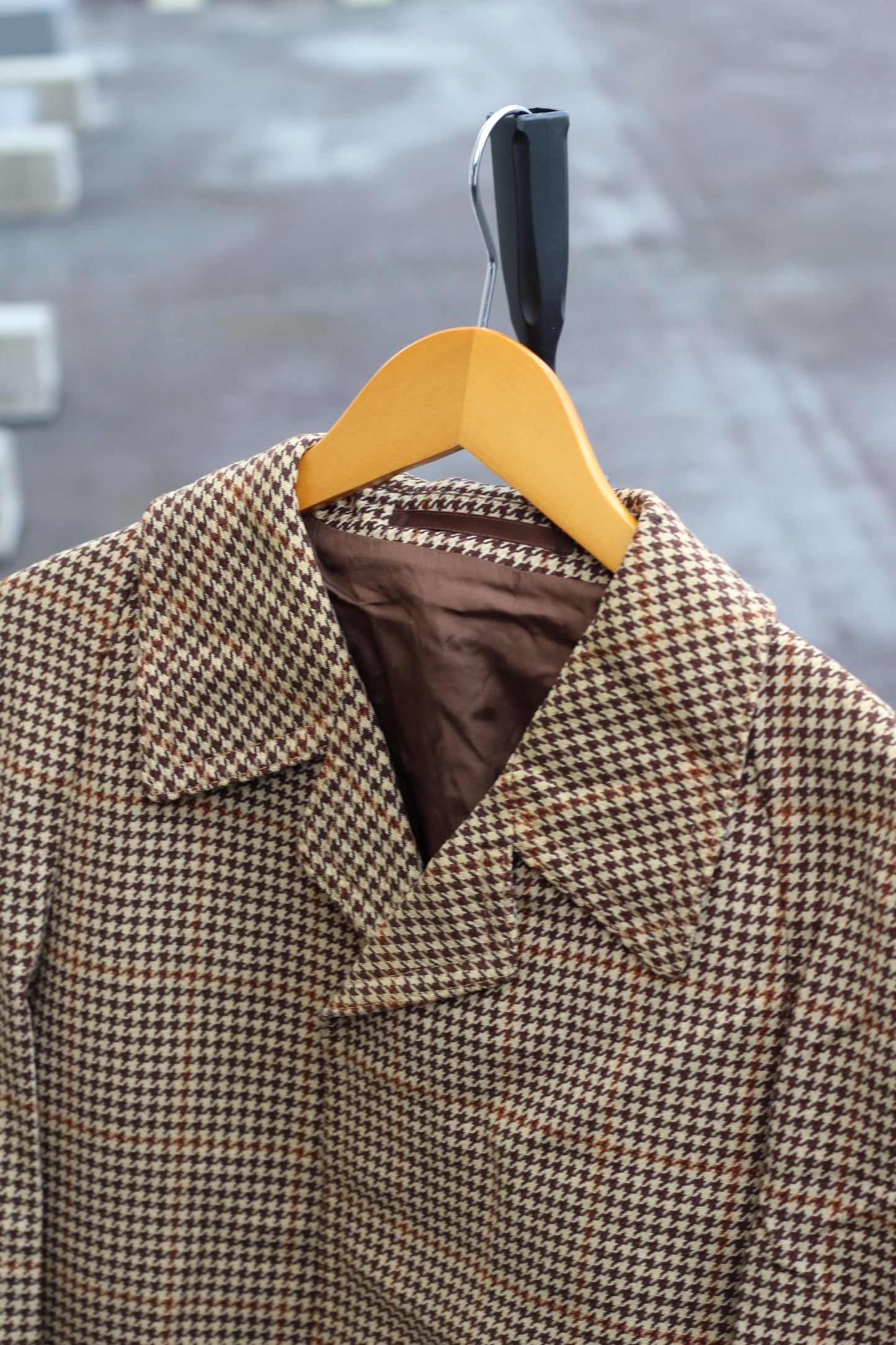 80-90's Made In UK & West Germany Vintage Tweed & Houndstooth Stand Collar Coat set x2点
