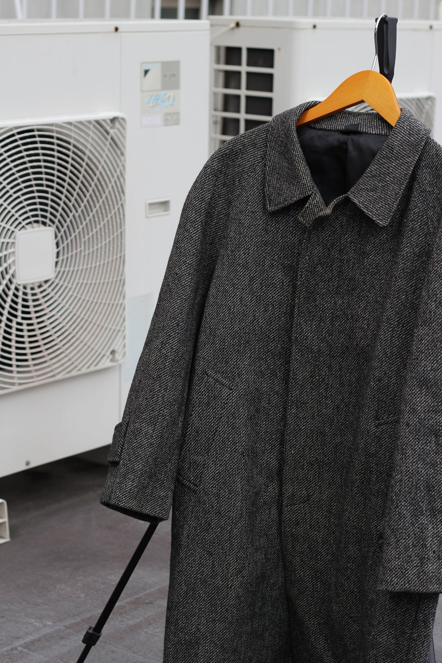 80-90's Made In UK & West Germany Vintage Tweed & Houndstooth Stand Collar Coat set x2点
