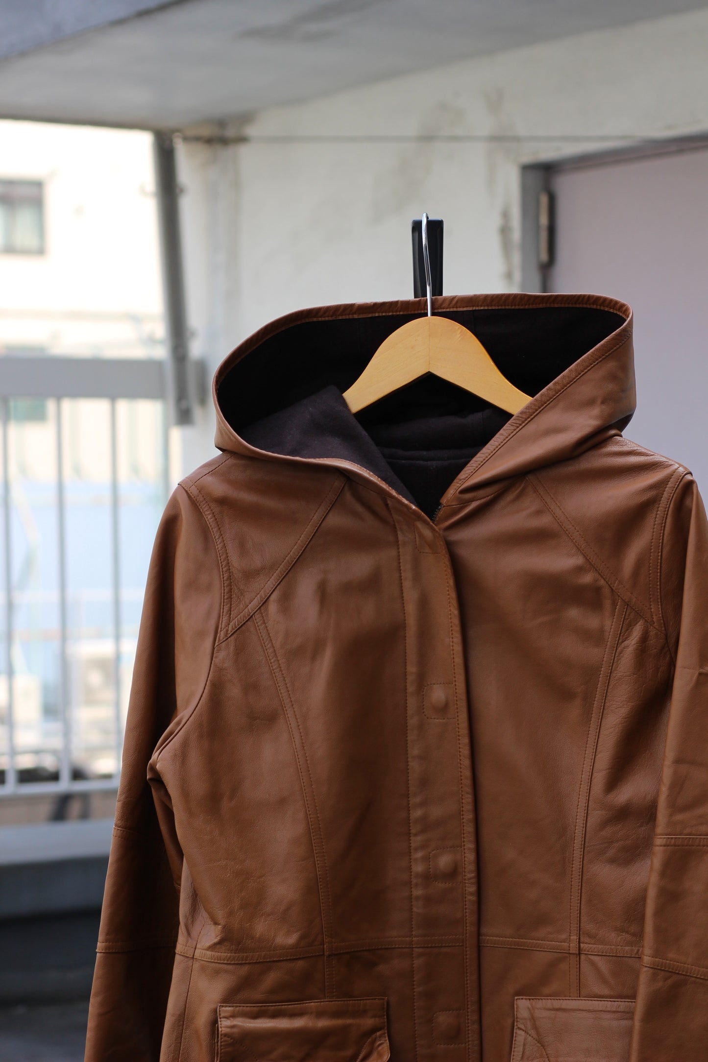 Women's Vintage Hoodie Leather Jacket x2点