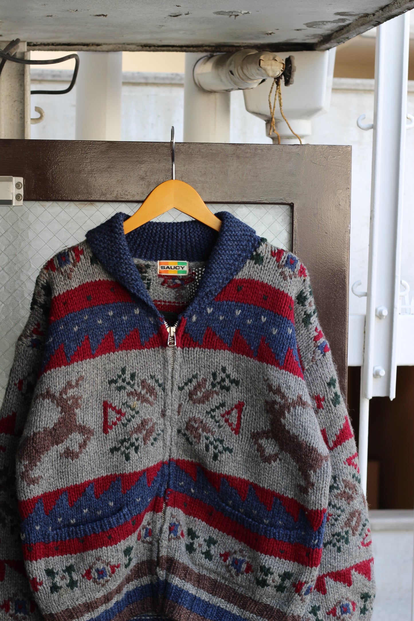 90's Chimayo Pattern Blanket CPO Jacket & Nordic Pattern Cowichan Sweater set x2点
