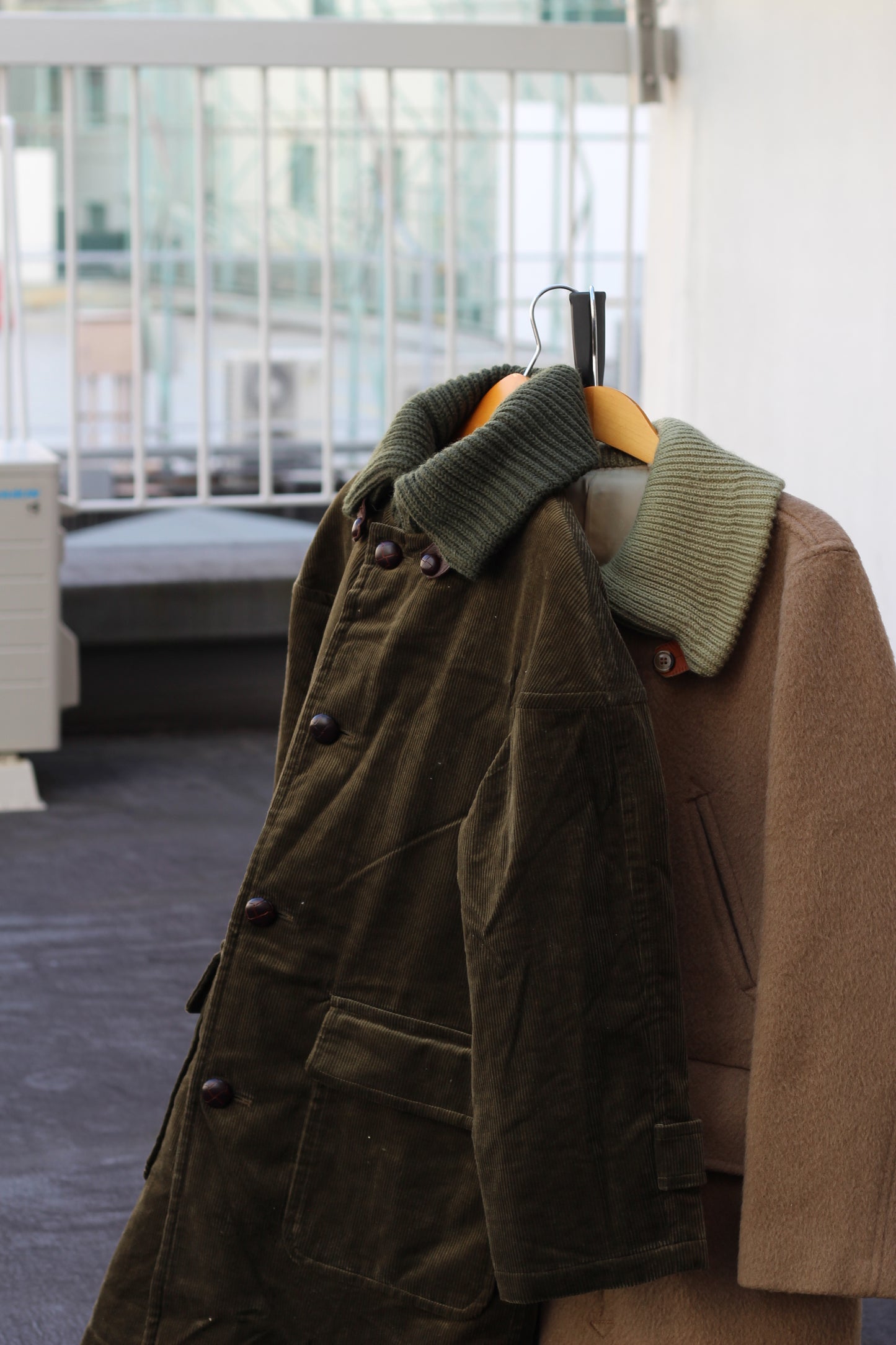 Men's Vintage Wool & Corduroy Spanish Collar Coat set x2点