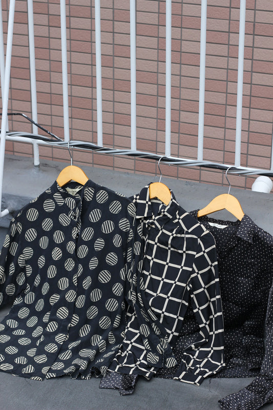 Japan vintage Black pattern blouse shirt x13点