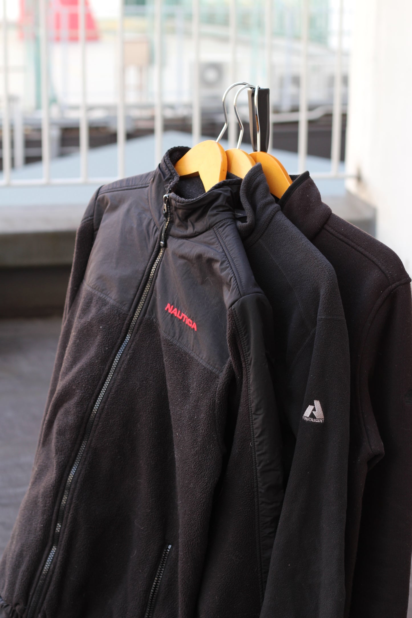 Men's Outdoor Brand Nautica & Timberland & Eddie Bauer Zip-Up Black Fleece Jacket set x3点