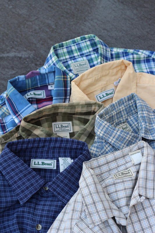 90's L.L.Bean Check Short Sleeve Shirt x8点