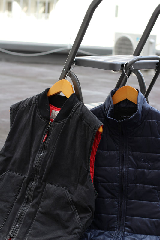 Burberry & Armani Jeans Padded Zip-Up Vest Jacket set x2点