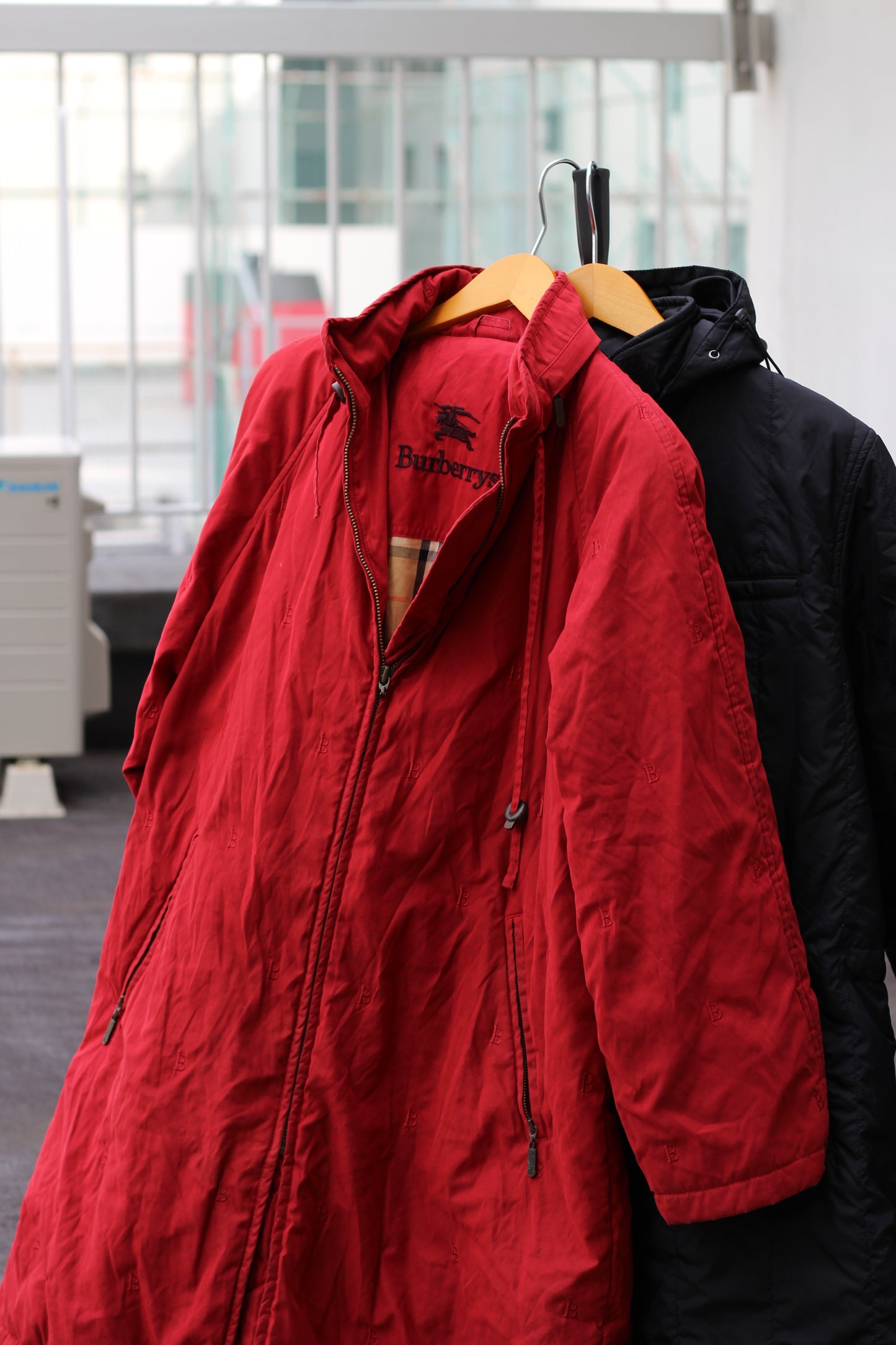 90's Burberrys & Armani Jeans Padded Nylon Zip-Up Long Blouson set x2点