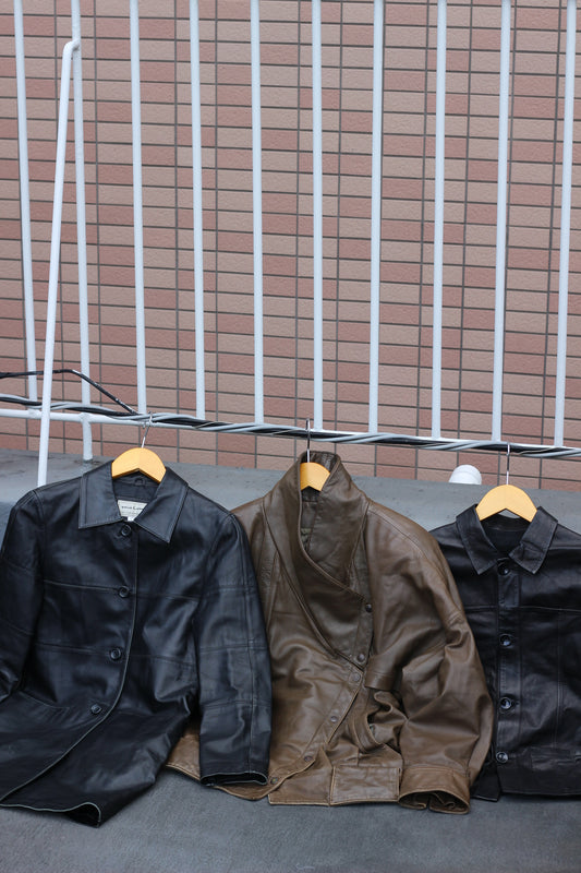 Ladies leather jacket x3点