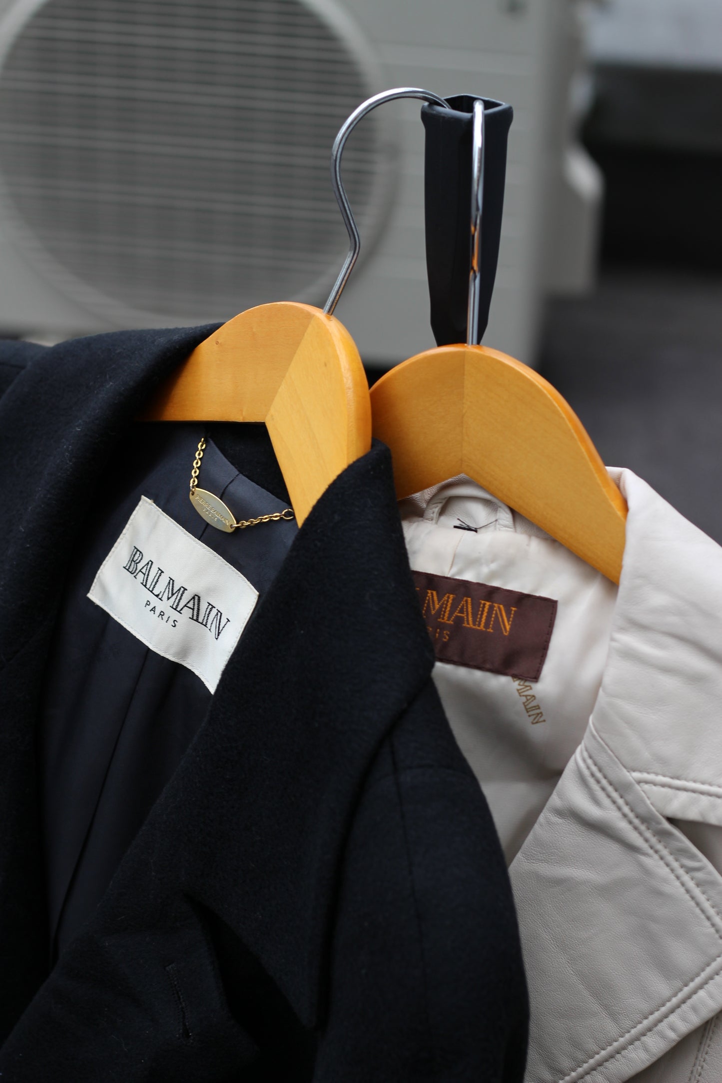 BALMAIN Leather & Wool Coat set x2点