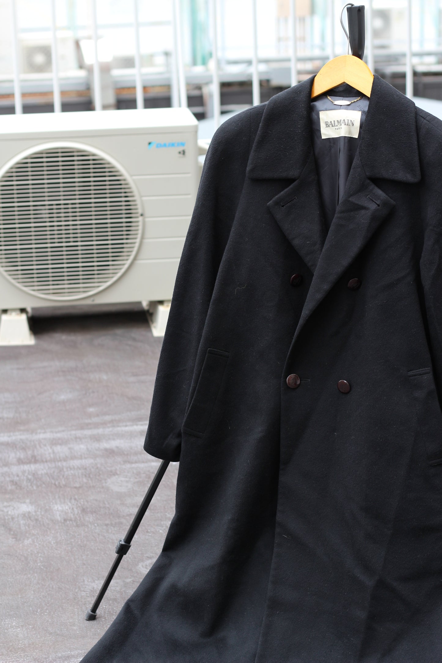 BALMAIN Leather & Wool Coat set x2点