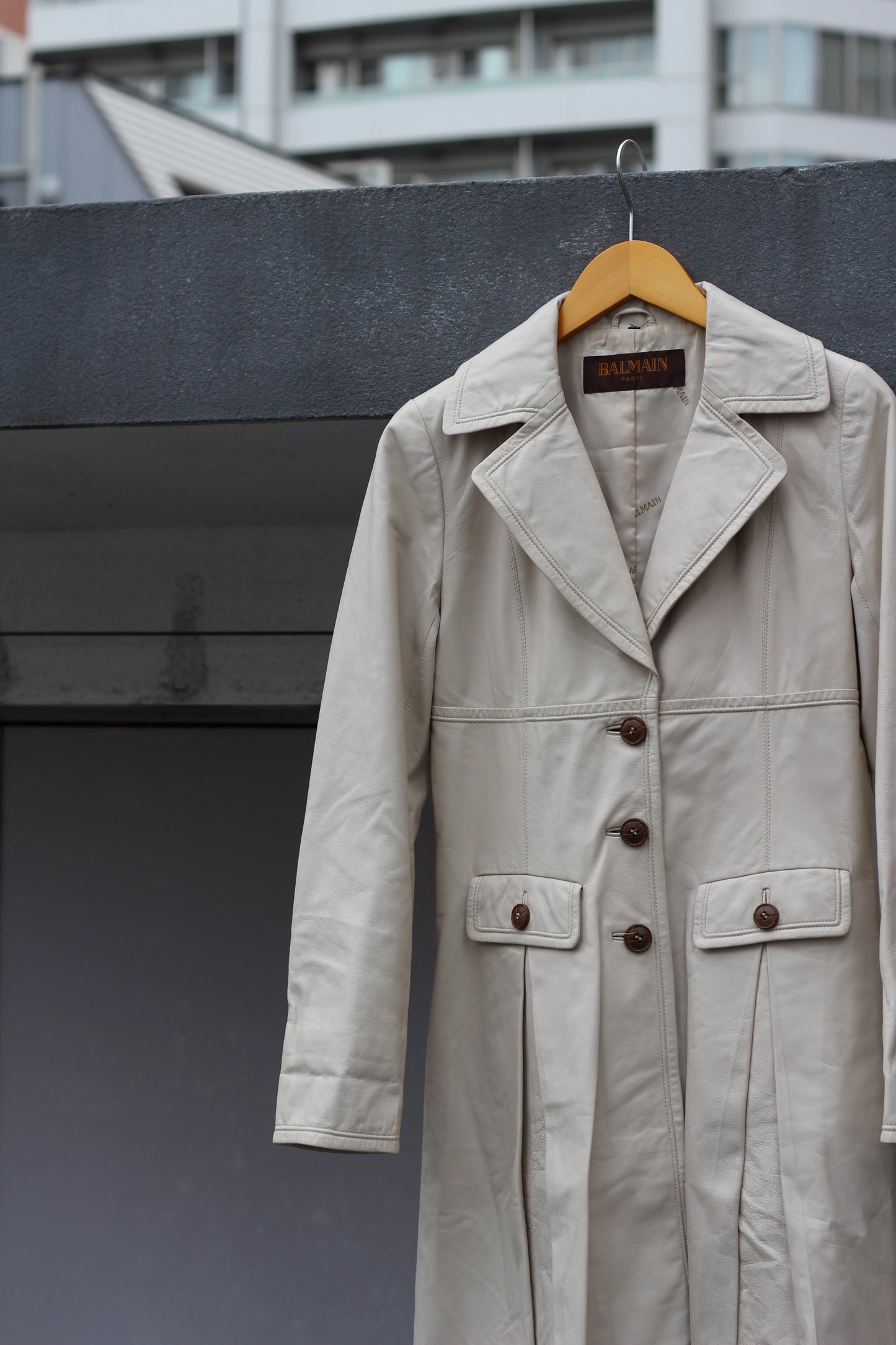 BALMAIN Leather & Wool Coat set x2点