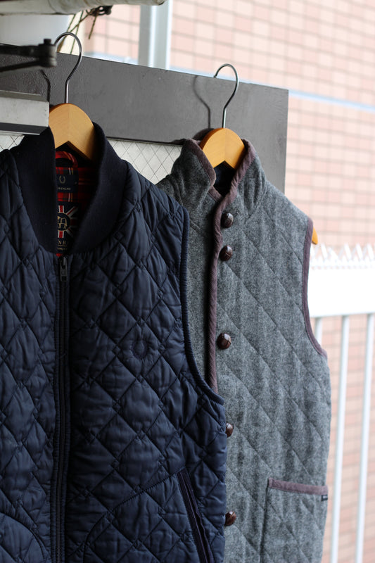 Made In England Fred Perry × Lavenham & THE SMOCK SHOP Quilted Vest set x2点