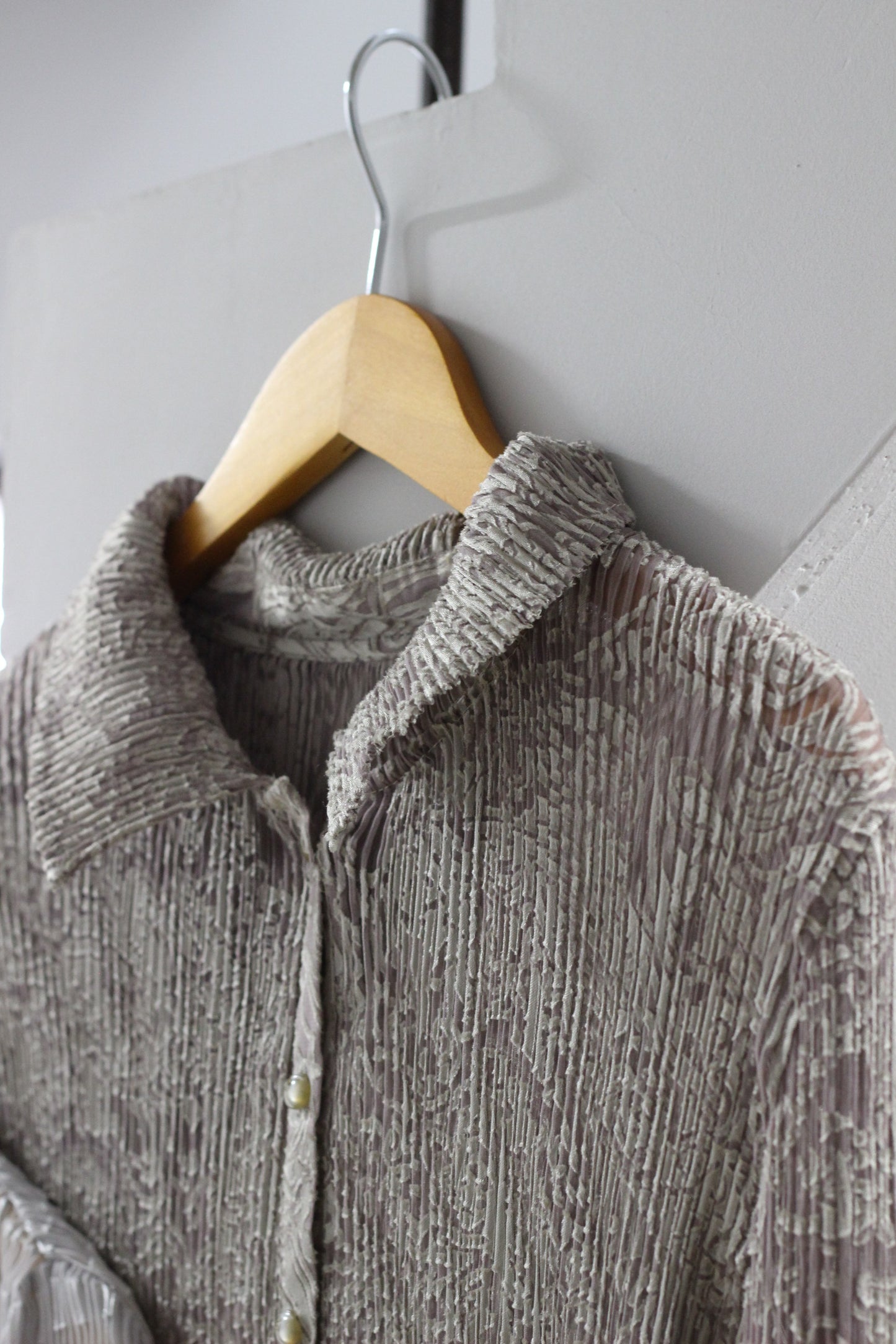 Vintage Pleats Jacquard Long Sleeve Blouse x2点
