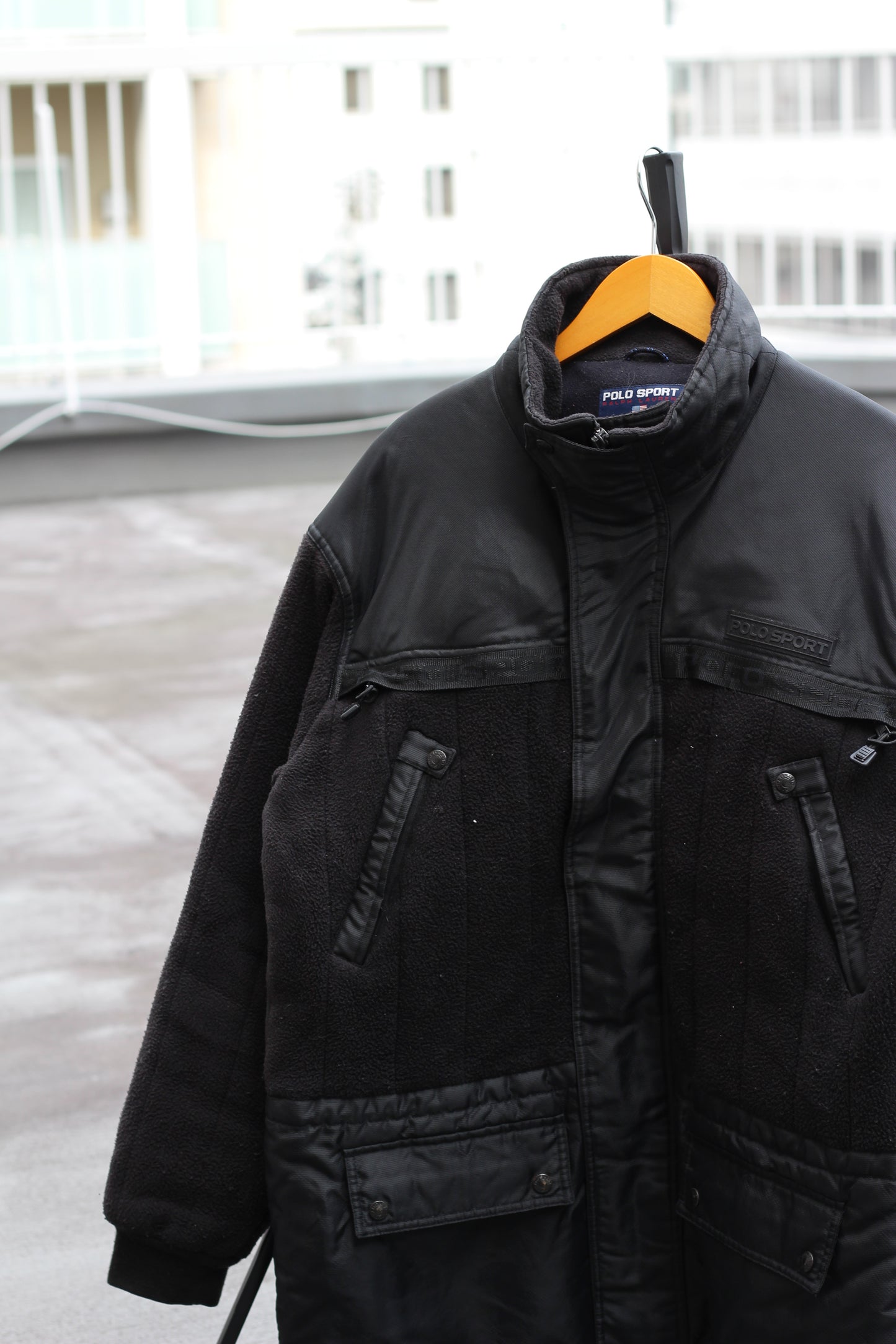 90's Polo Ralph Lauren Fleece Nylon Patchwork Jacket & Leather Trim Boa Jacket set x2点