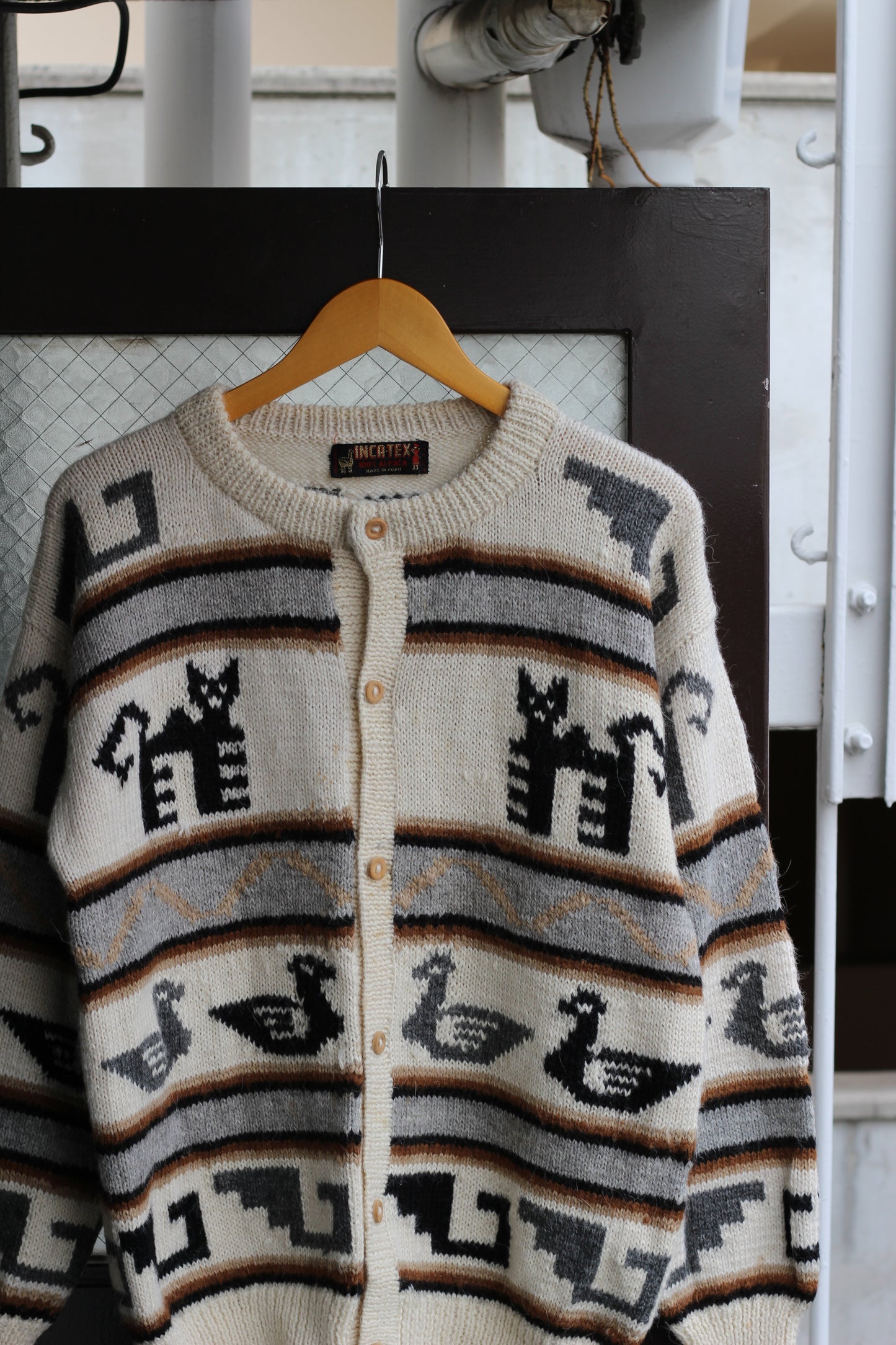 80-90's Made In Peru INCA-TEX 100% Alpaca Design Knit Sweater set x2点
