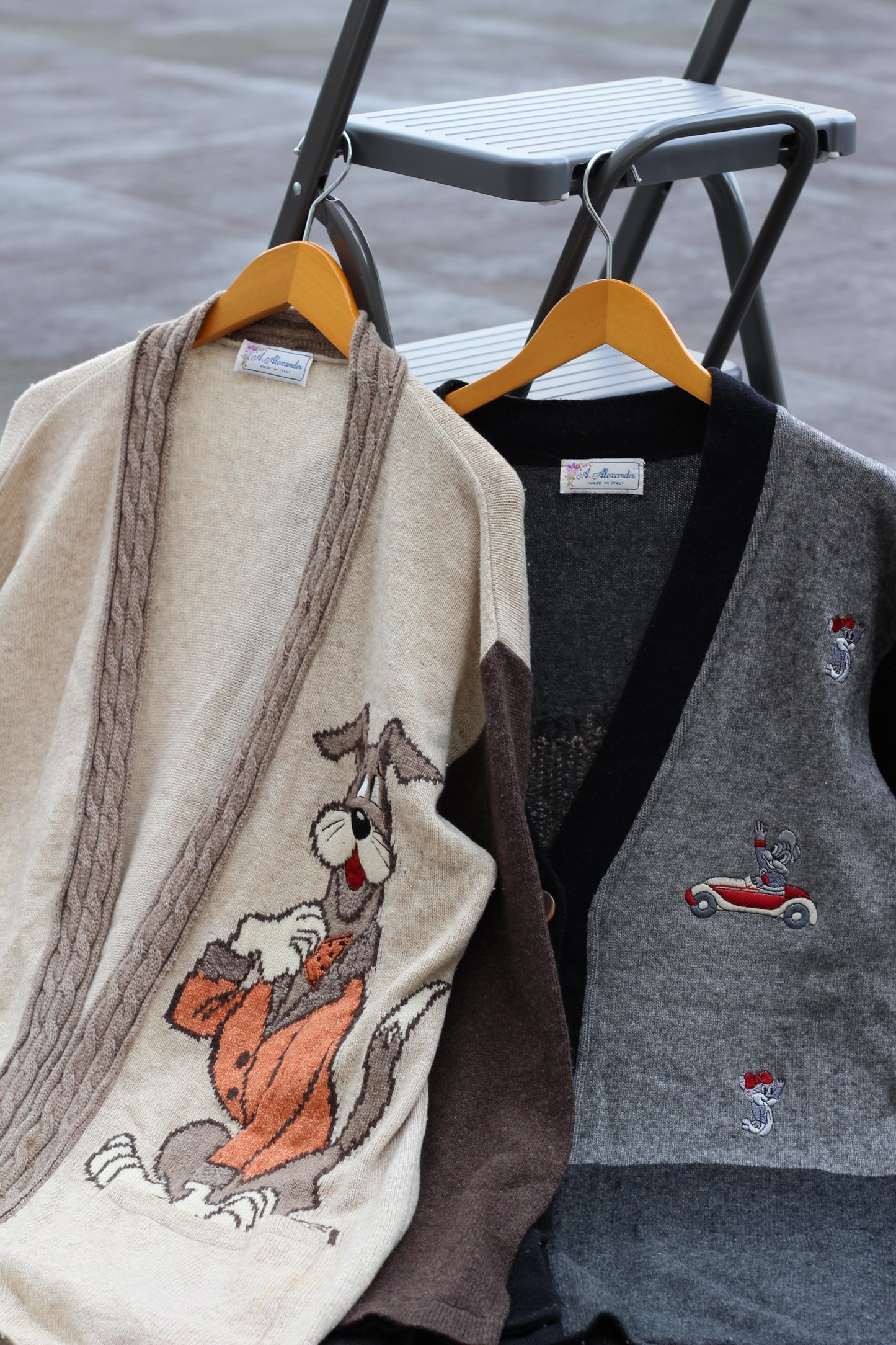 Made In Italy Women's Vintage A. Alexander Retro Cartoon Character Knit Sweater set x4点