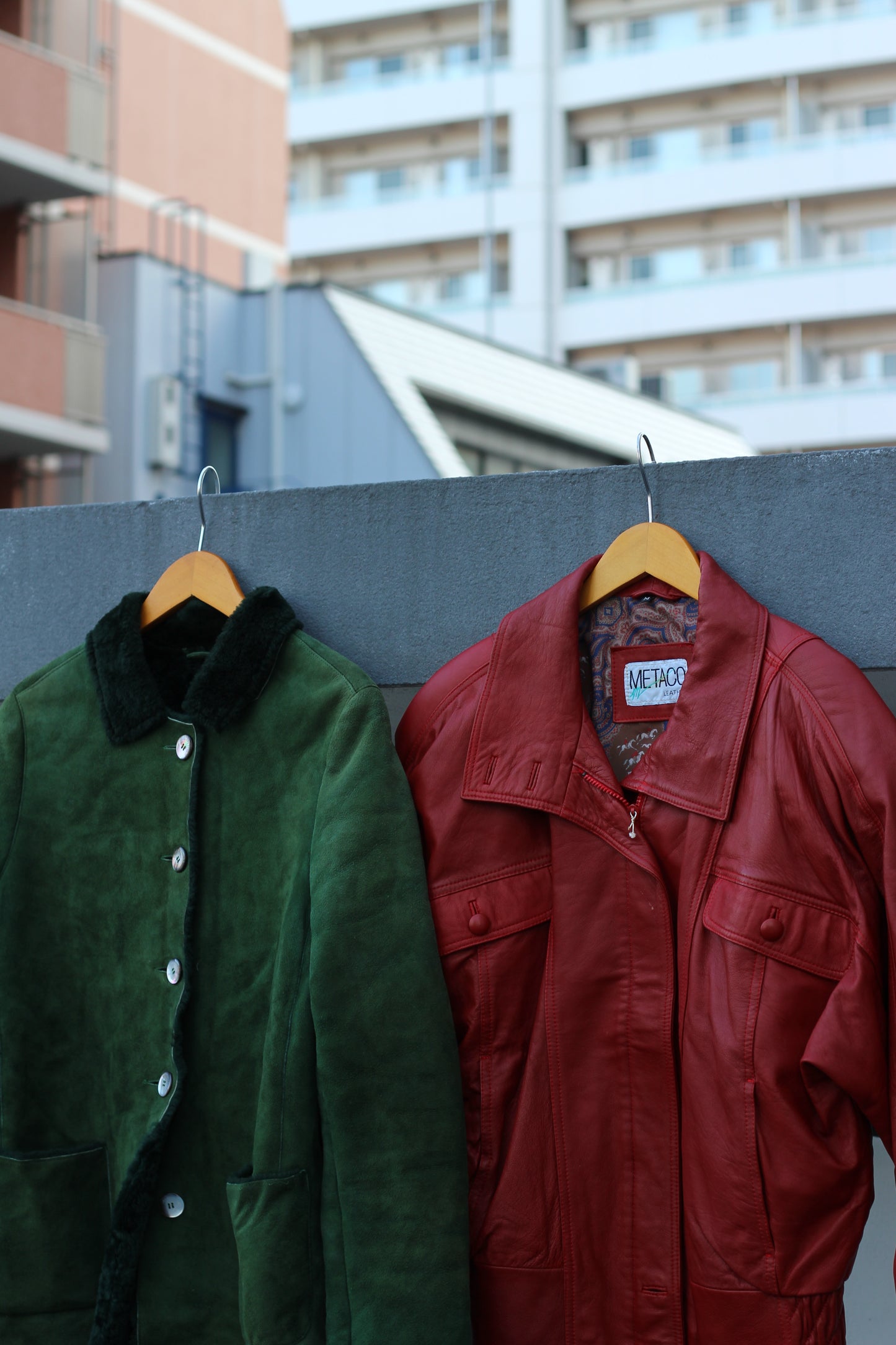 Women's Vintage Made In Italy Colored Leather Jacket & Mouton x2点