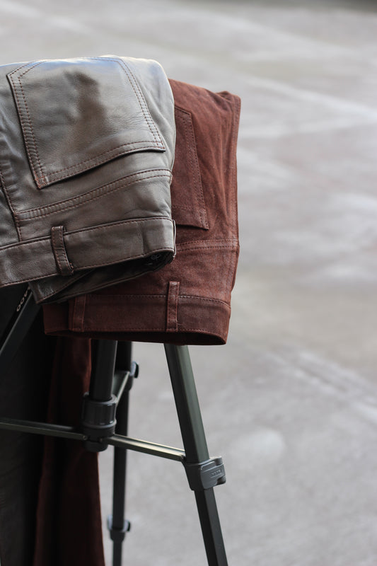 Made In France Women's Vintage Leather & Suede Pants set x2点