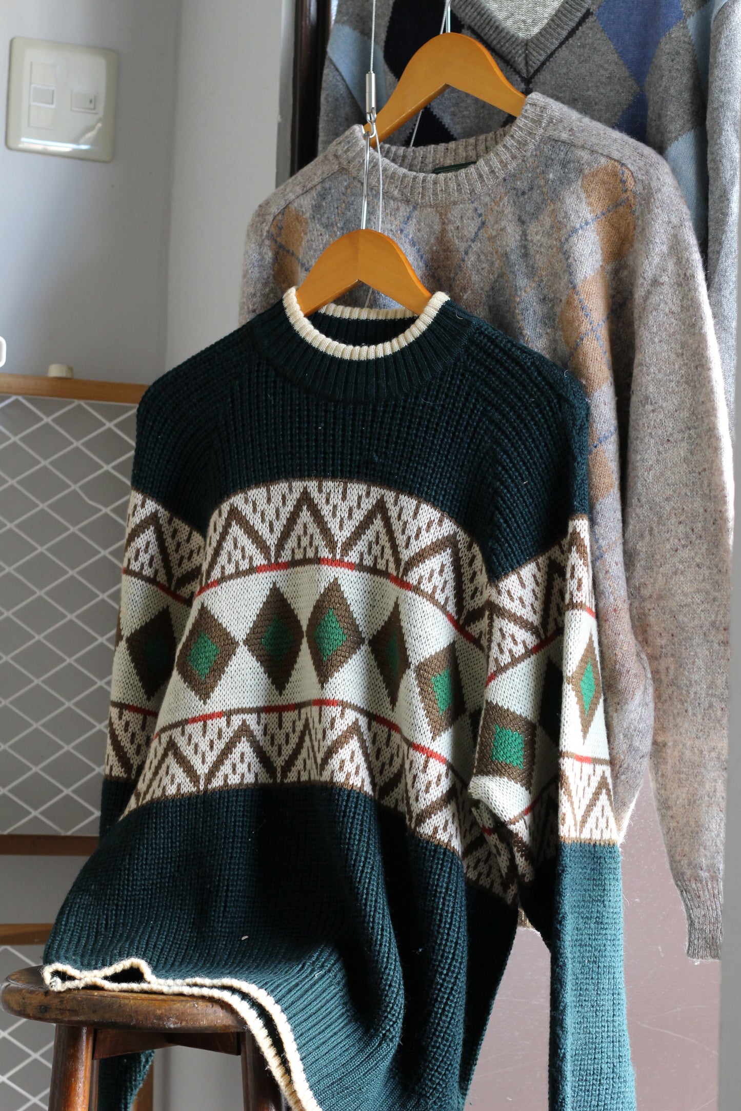 Men's Argyle Design Knitwear x3点
