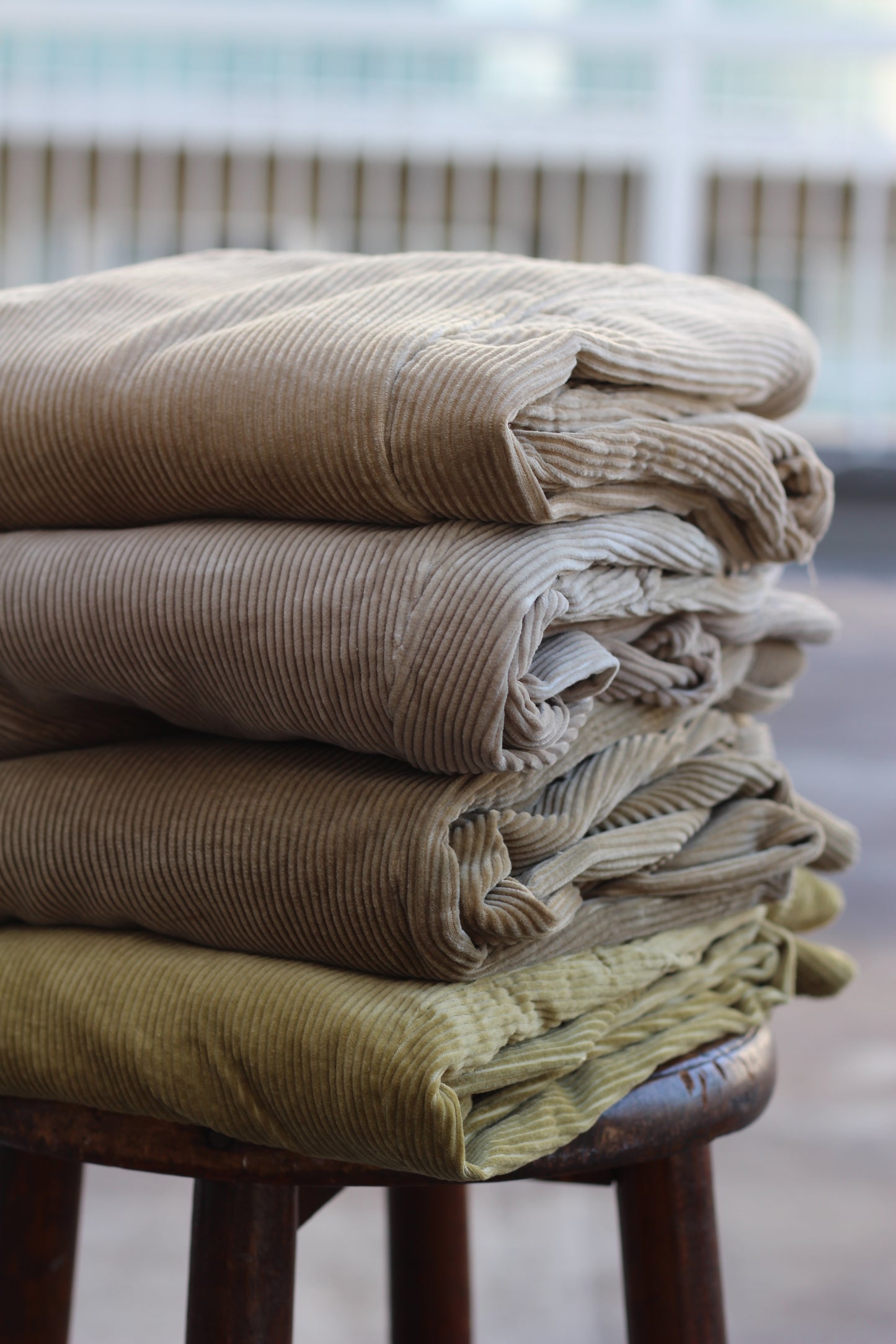 Men's Beige Corduroy Wide Leg Bottoms x4点
