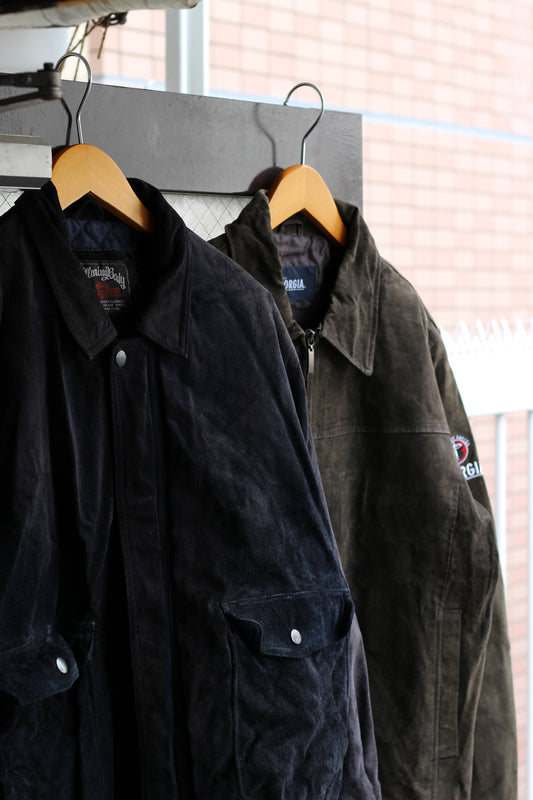 Men's Vintage A-2 Type Suede & Leather Bomber Jacket set x2点