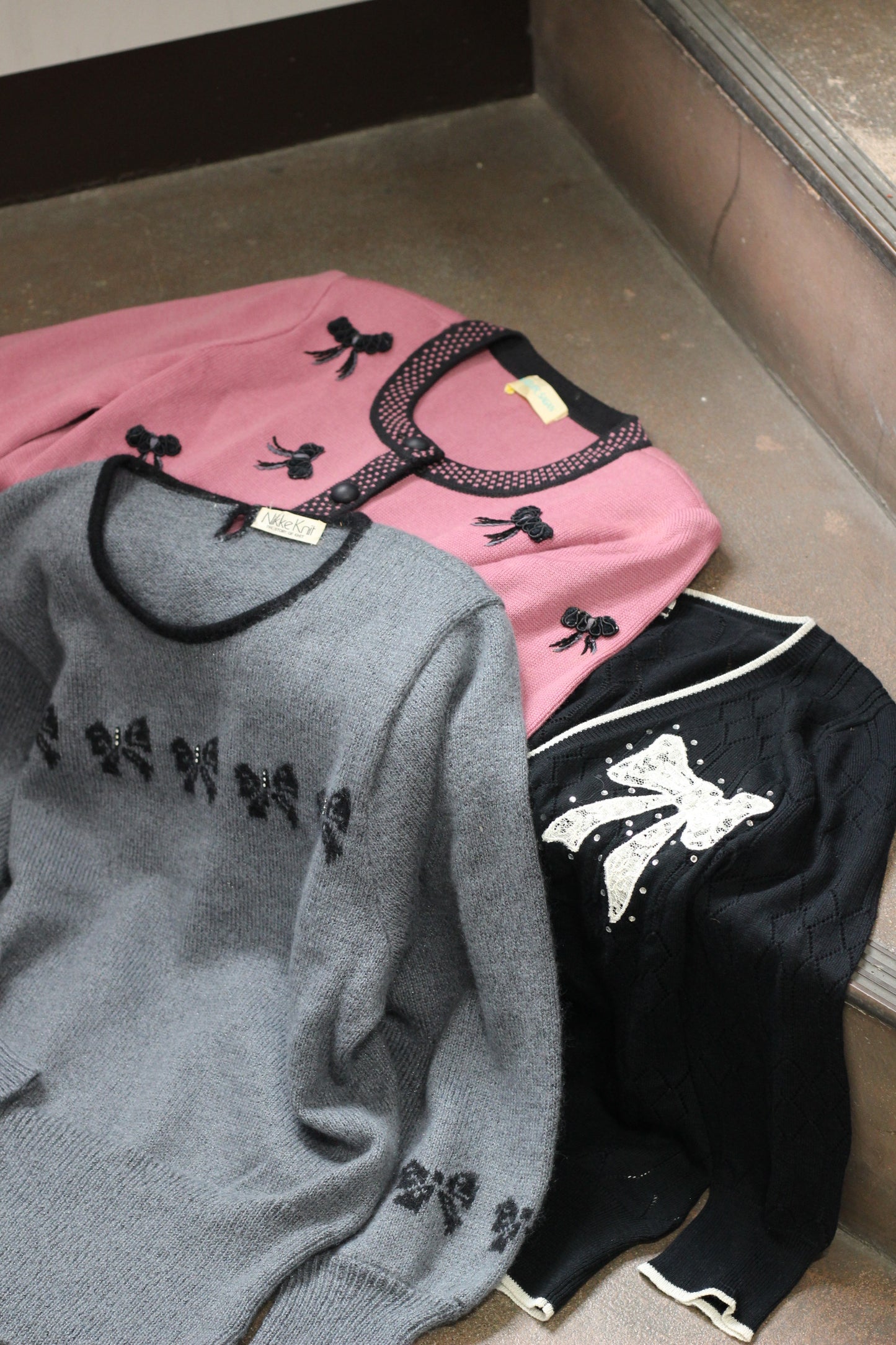 Vintage Ribbon Design Knit x3点