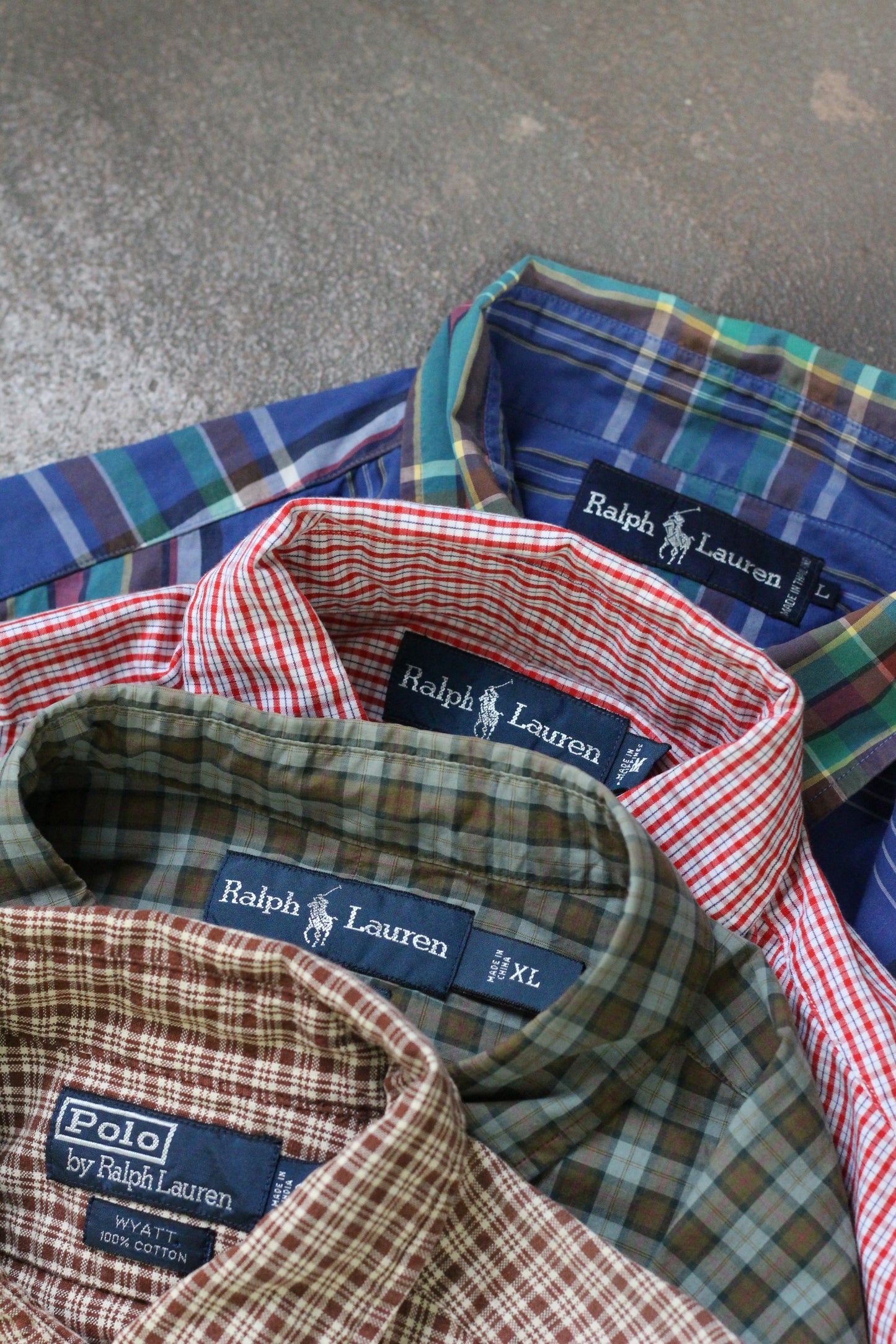90's Polo Ralph Lauren Check Long Sleeve Shirt set x4点