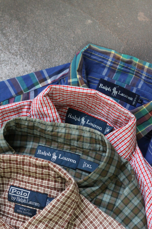 90's Polo Ralph Lauren Check Long Sleeve Shirt set x4点