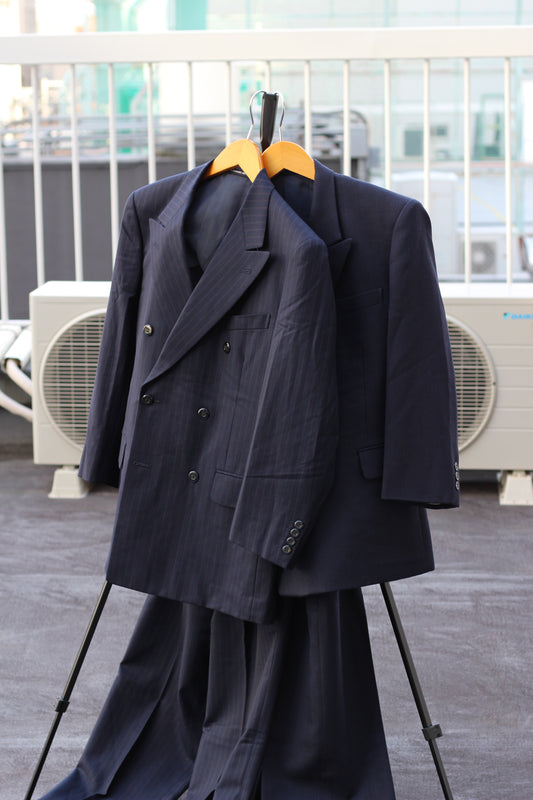 Men's Vintage Striped Double Breasted Set x2点