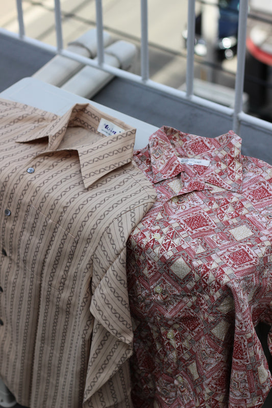 Men's rayon & open collar Long Sleeve Shirt x9点
