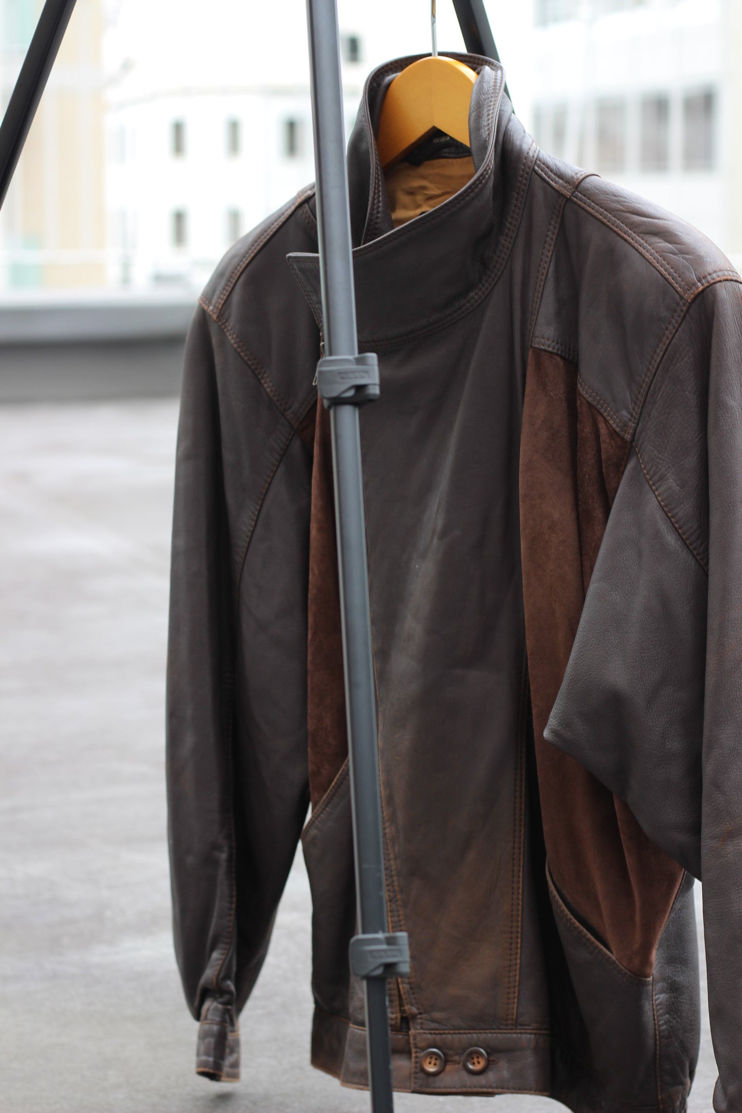 Men's Vintage Short Brown Leather Jacket x2点