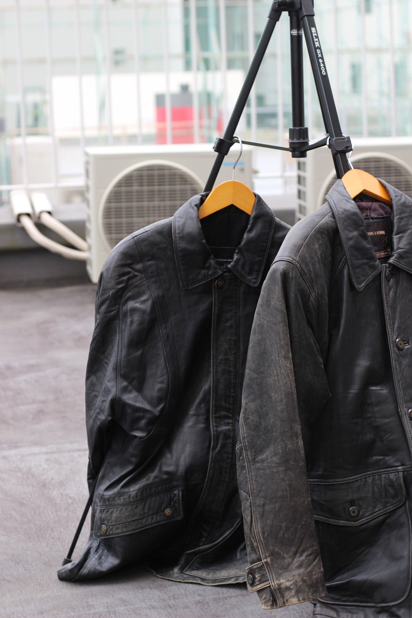 Men's Vintage Utility Design Leather Jacket x3点