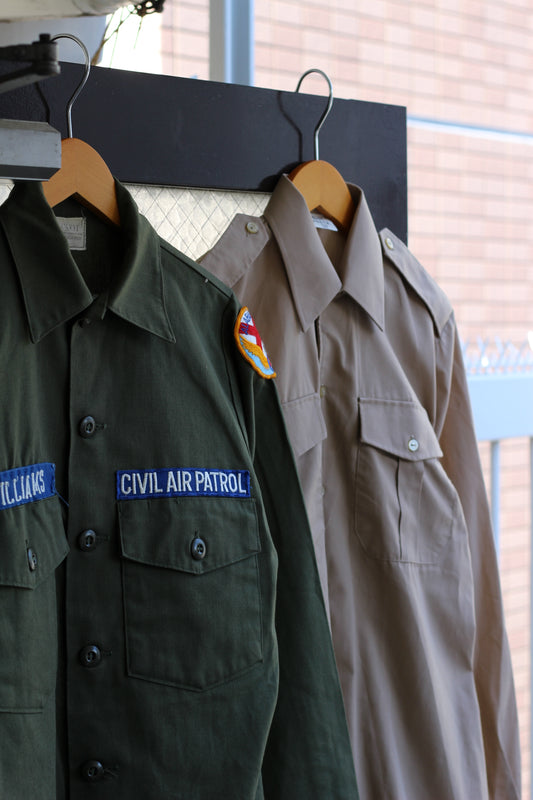 80's U.S. ARMY OG-507 Utility Shirt & Belgian Army Field Shirt set x2点