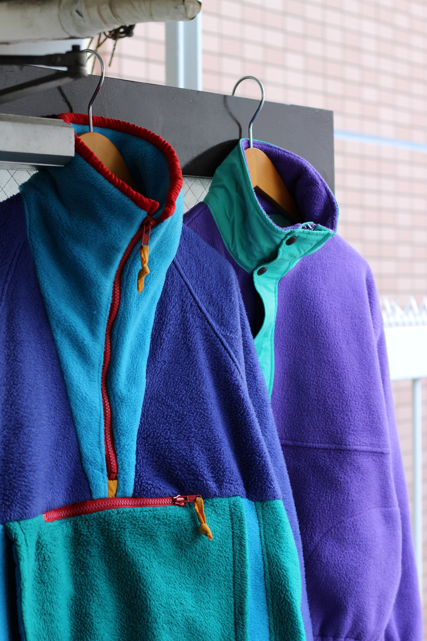 90's Made In USA & Italy Retro Design Anorak Fleece Jacket set x2点
