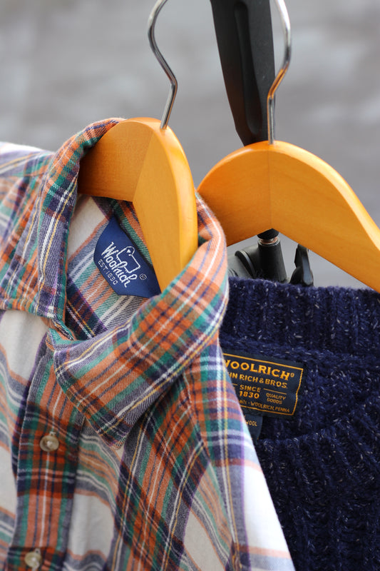 Woolrich 80's Flannel Shirt & 00's Knit Sweater set x2点