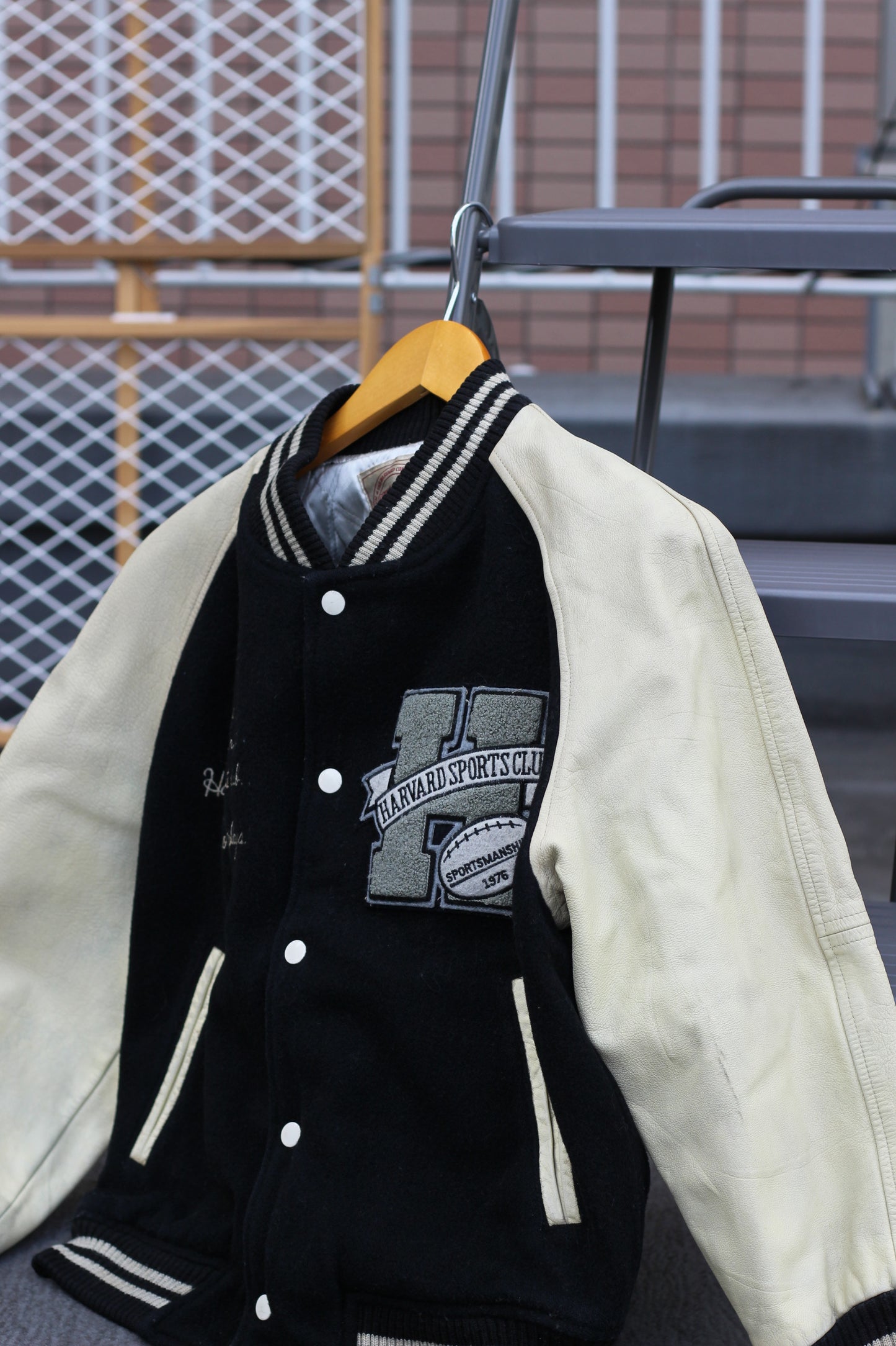 Men's Leather Sleeve Stadium Jacket x3点