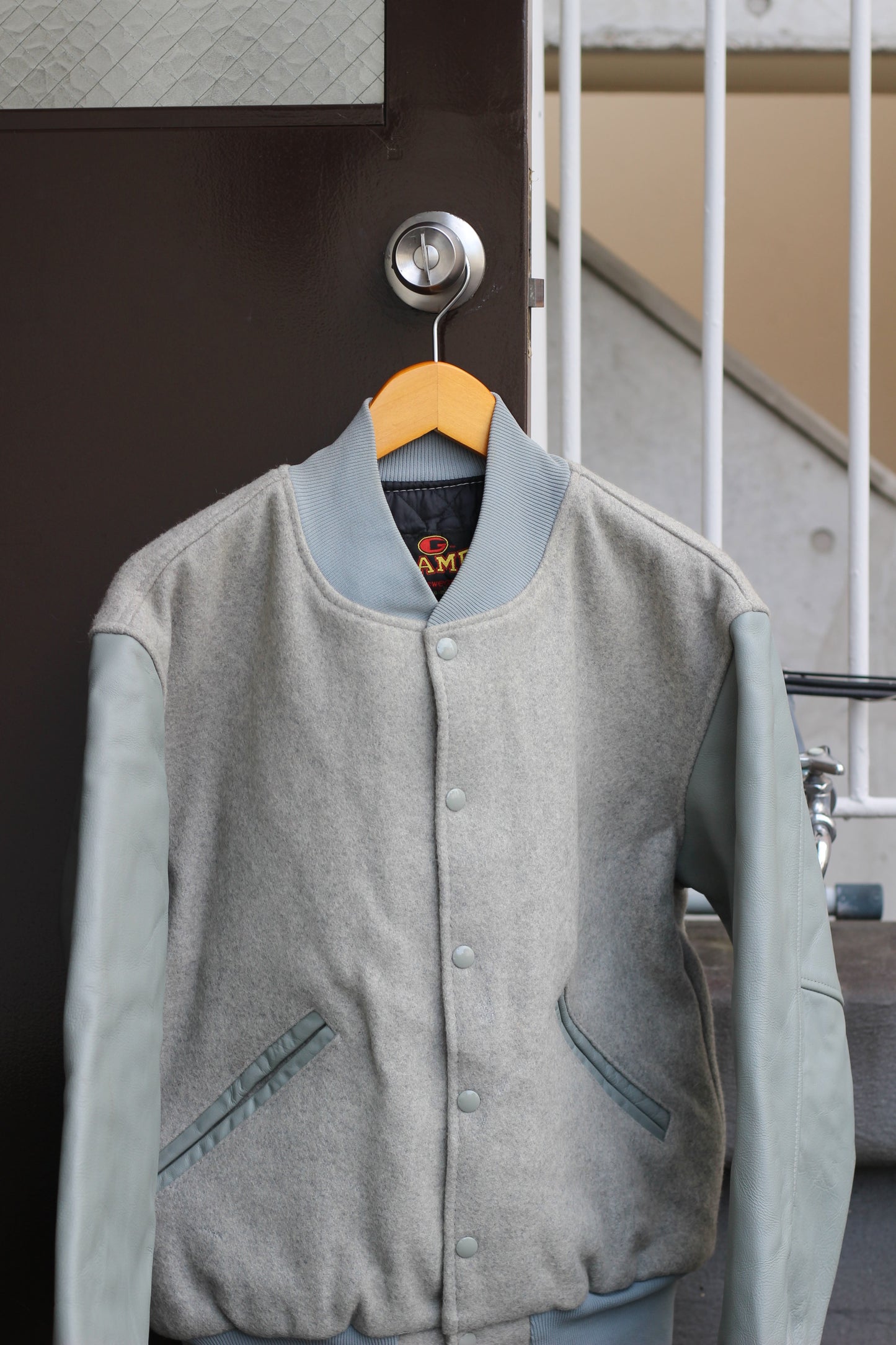 Men's Leather Sleeve Stadium Jacket x3点