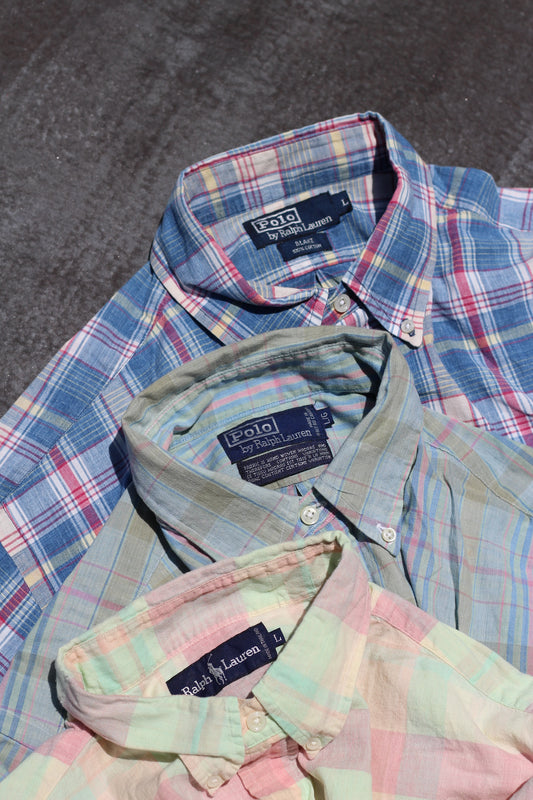 90-00's Polo Ralph Lauren Check Short Sleeve Shirt x3点