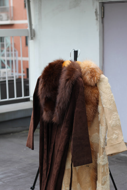 Women's Vintage Fur Leather Coat x2点