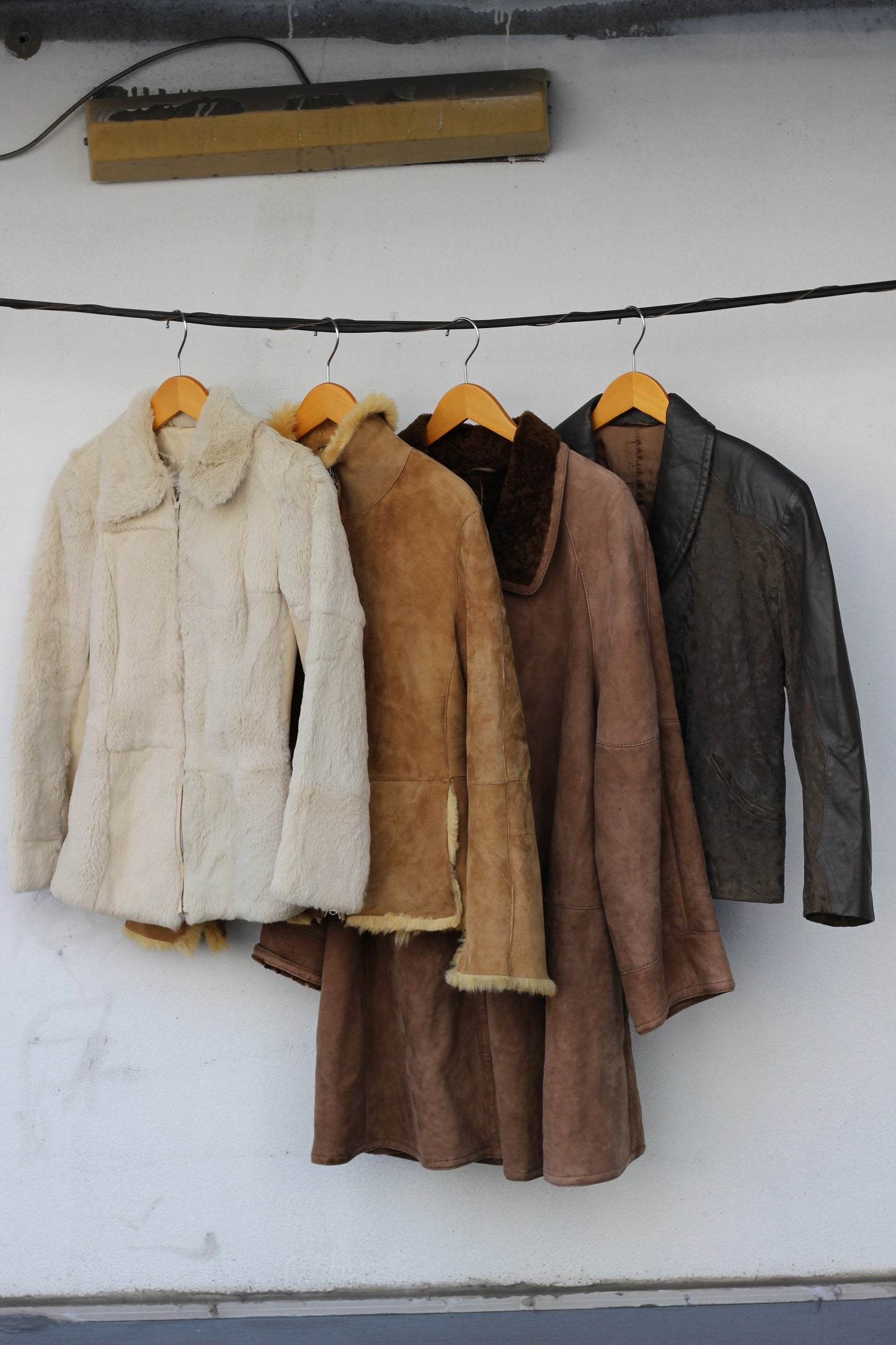 Ladies vintage import mouton & leather outer x4点