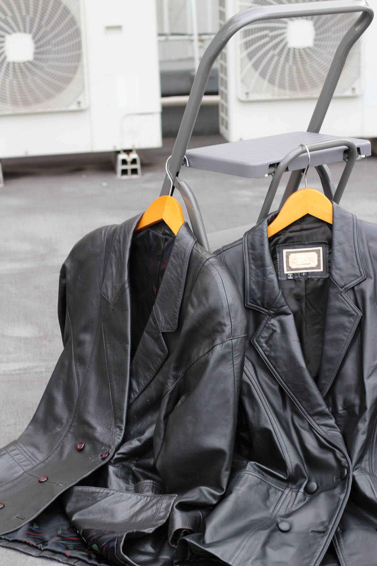 Women's Vintage Double-Breasted Leather Coat x3点