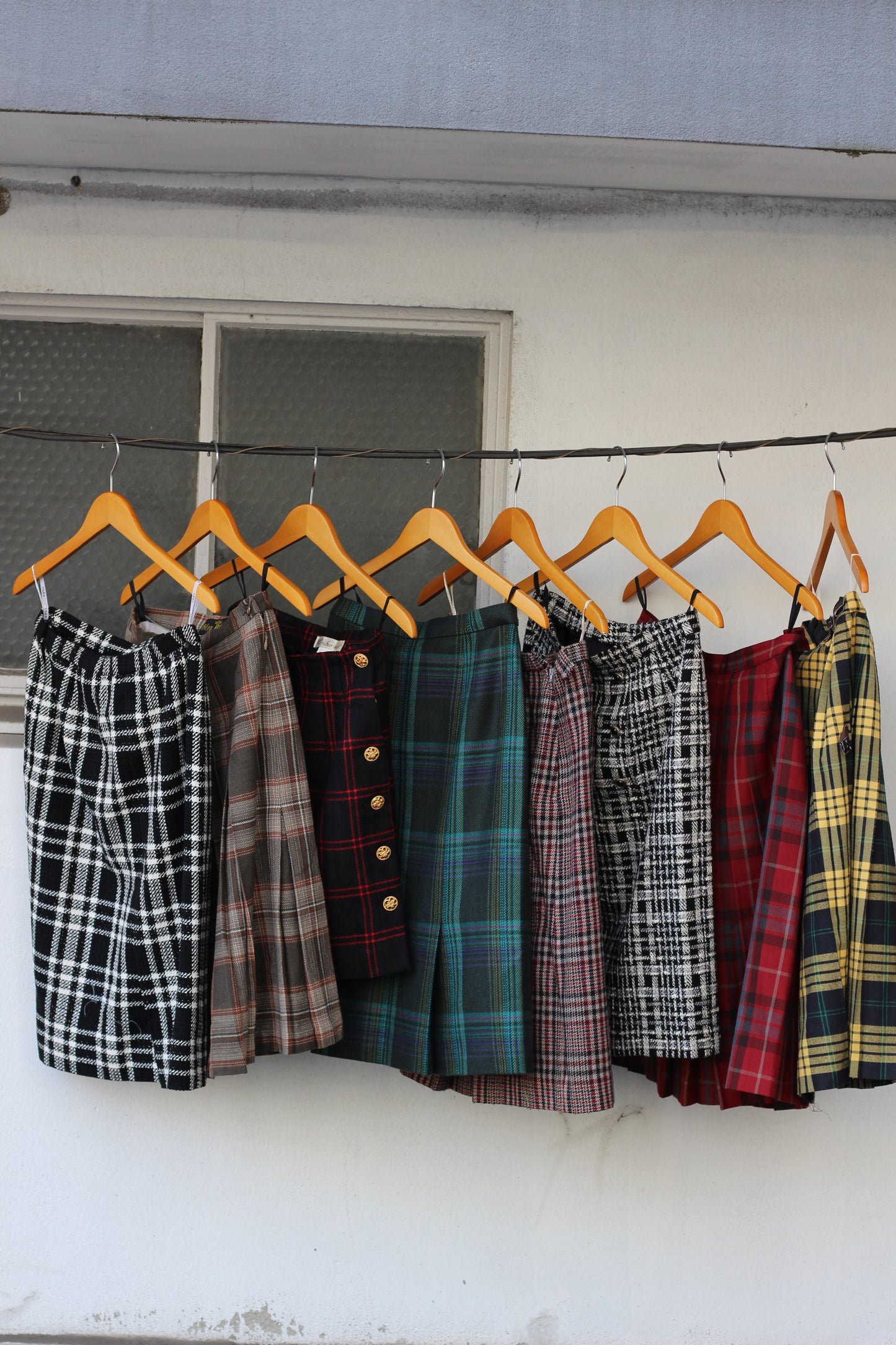 Japan vintage ladies design check skirt x10点