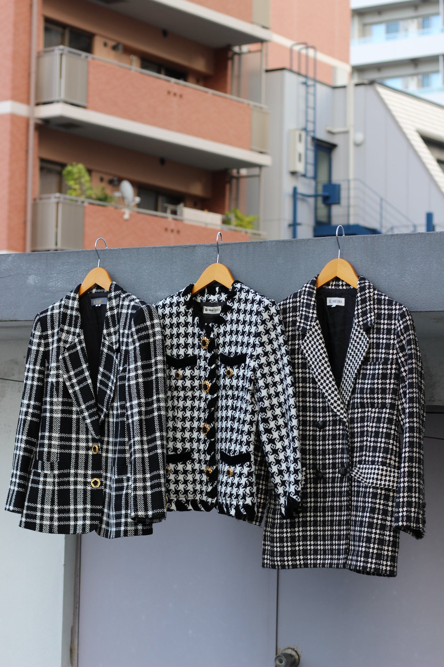 Japan vintage ladies Black & White jacket x6点