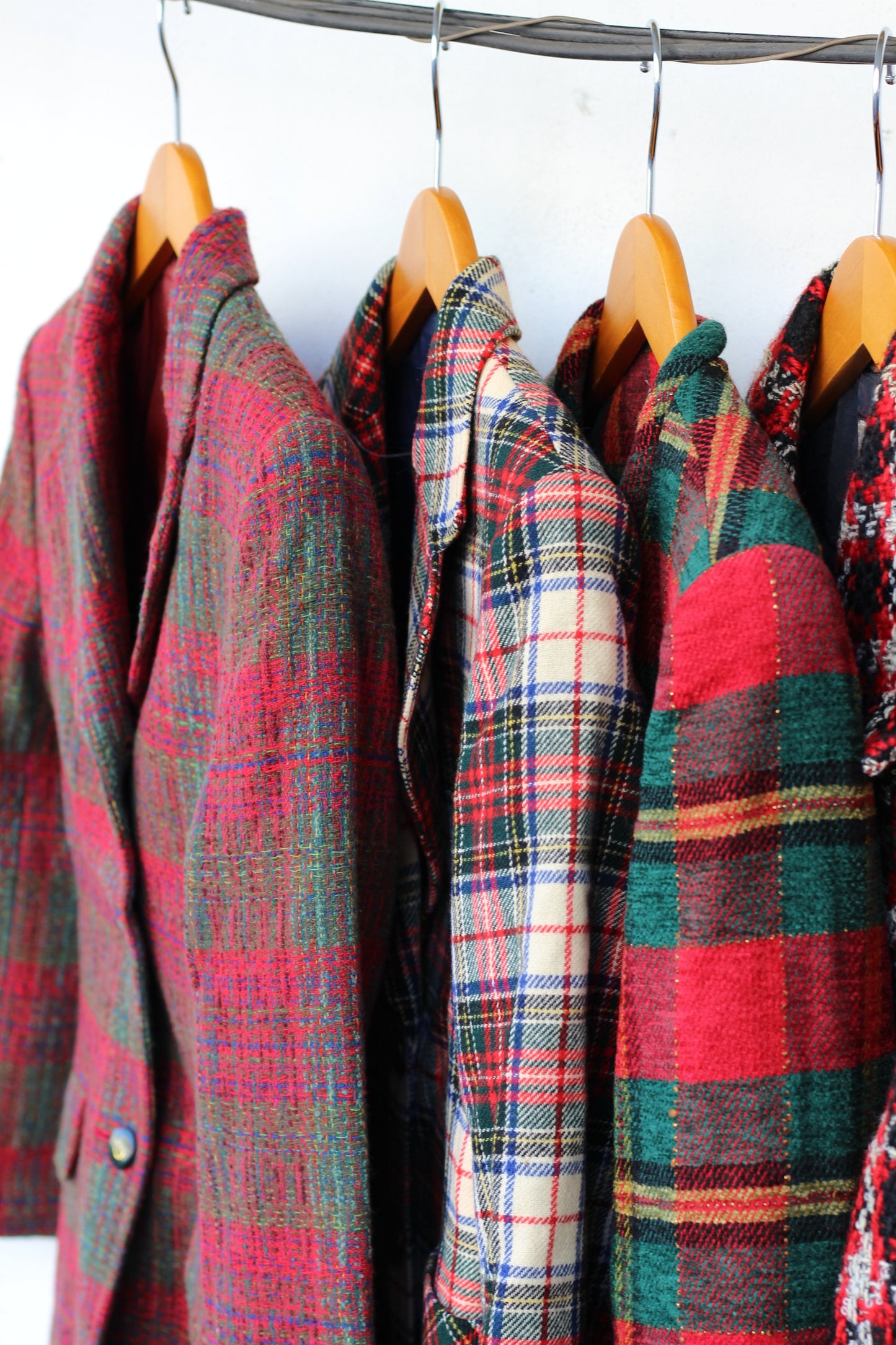 Japan vintage ladies red check rétro jacket x5点