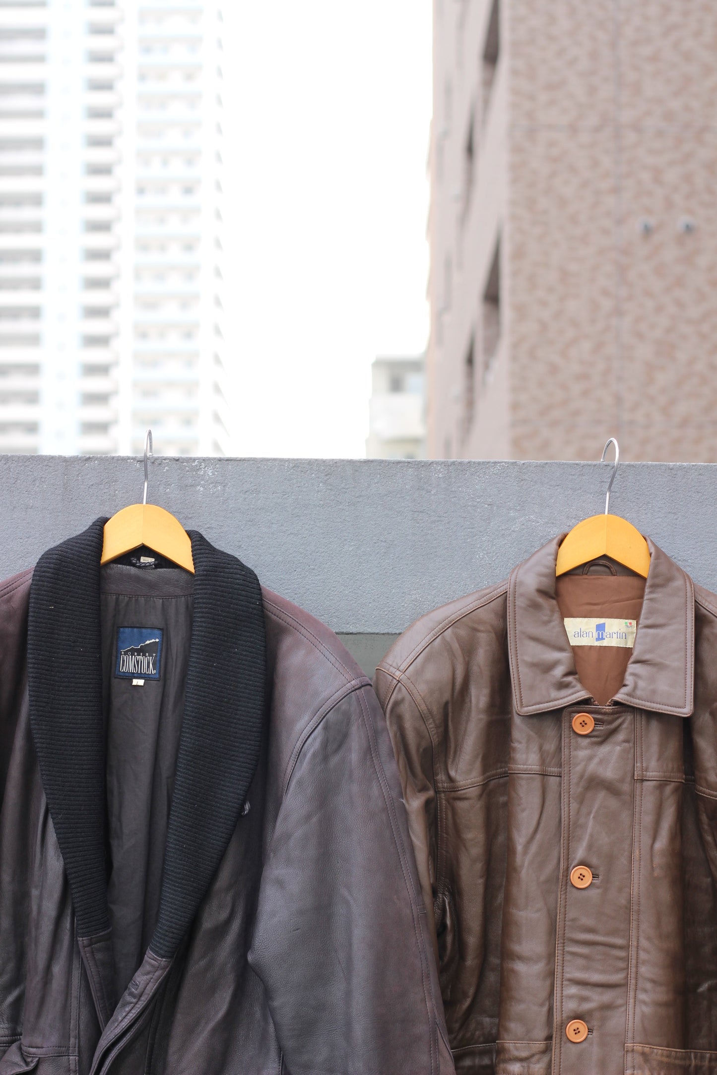 Men's brown leather jacket x4点