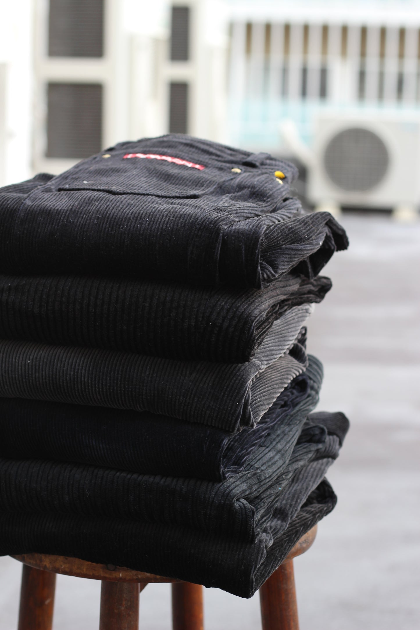 Men's Black Corduroy Wide Leg Bottoms x7点