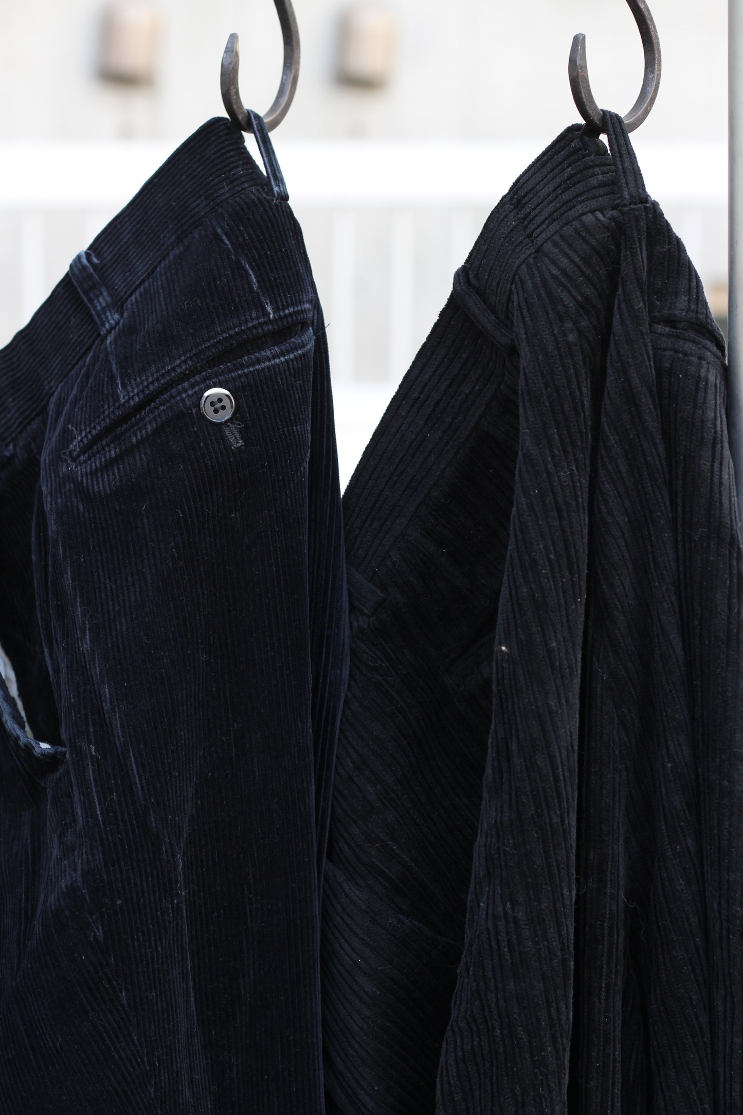 Men's Black Corduroy Wide Leg Bottoms x7点