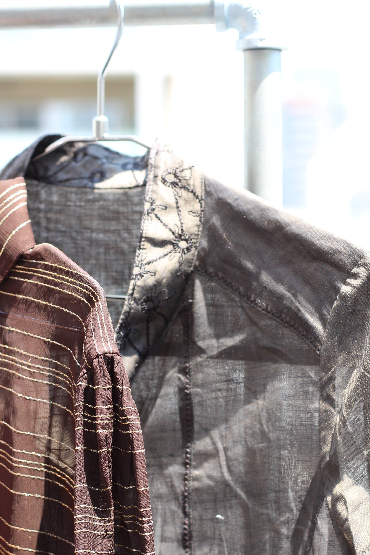 Vintage Sheer Design Long Sleeve Blouse x8点